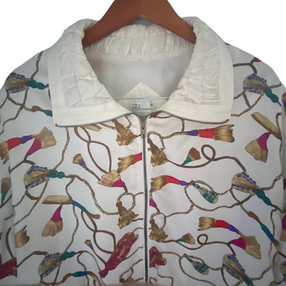 Bocoo Women's Silk Jacket Size XL Crazy Pattern Baroque Rainbow 80s Vintage 1984 - Picture 3 of 12